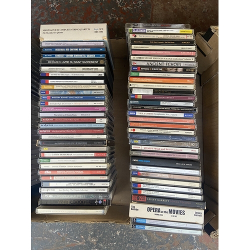 631 - Two boxes containing approx. two hundred classical CDs