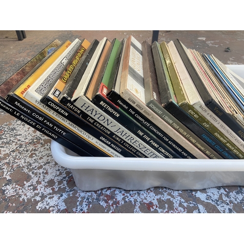 632 - Two boxes containing approx. sixty classical LP vinyl records and twenty nine classical LP vinyl box... 