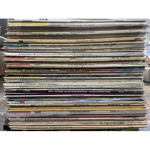 632 - Two boxes containing approx. sixty classical LP vinyl records and twenty nine classical LP vinyl box... 