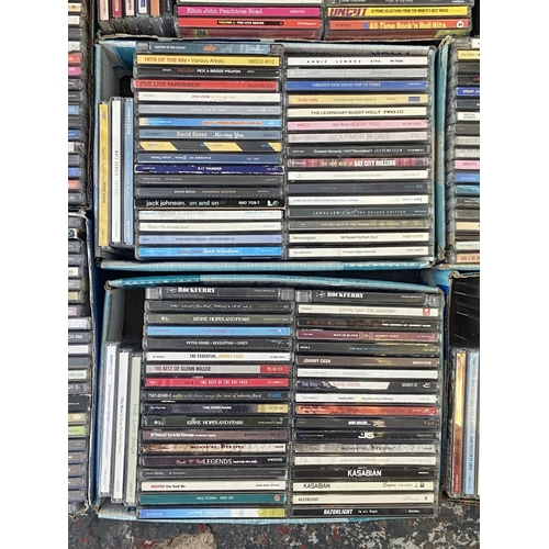 633 - Seven boxes containing approx. three hundred CDs to include Kaiser Chiefs, Keane, Kasabian, Razorlig... 