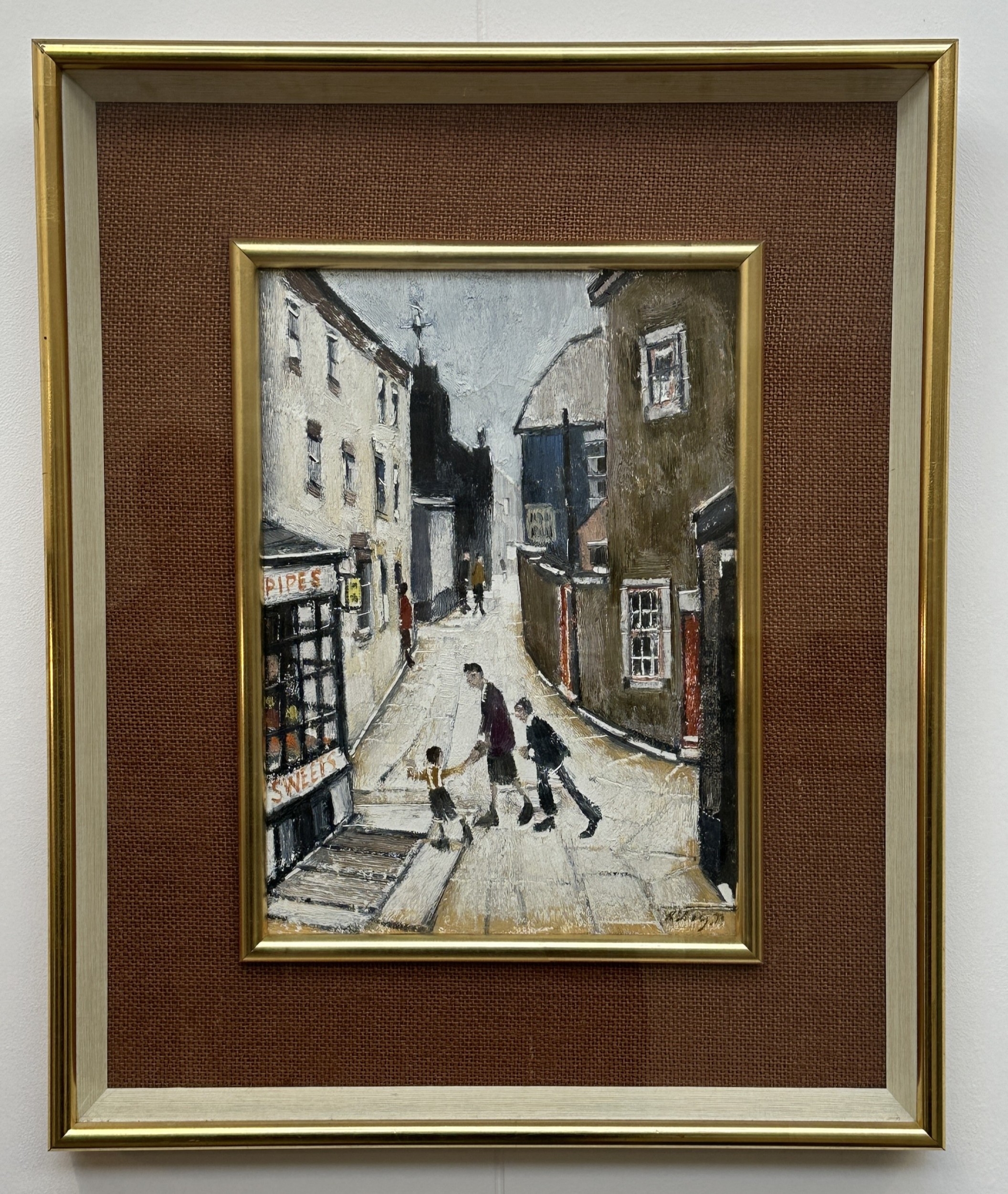 A Harold Riley (1934-2023) impasto oil on board, depicting figures ...