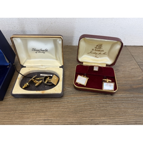 A collection of cufflinks together with a boxed Stratton gold plated ...