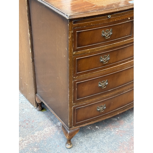 124 - A Georgian style mahogany bow fronted chest of drawers - approx. 84cm high x 77cm wide x 46cm deep