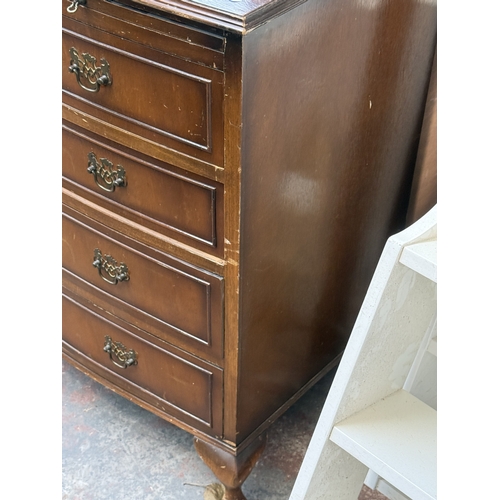 124 - A Georgian style mahogany bow fronted chest of drawers - approx. 84cm high x 77cm wide x 46cm deep