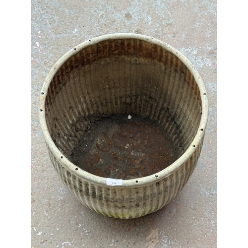111 - A vintage galvanised dolly tub - approx. 52cm high x 44cm diameter
