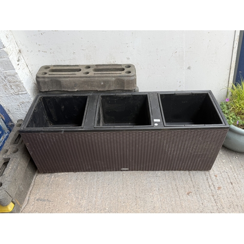 114 - A Lechuza Trio Cottage 40 plastic rattan effect garden planter - approx. 45cm high x 41cm wide x 129... 