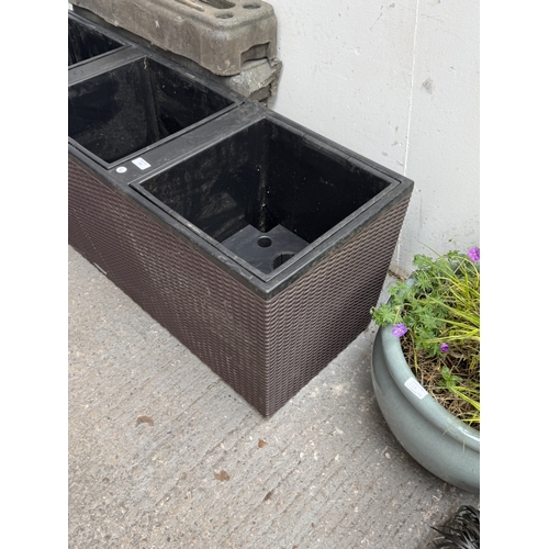 114 - A Lechuza Trio Cottage 40 plastic rattan effect garden planter - approx. 45cm high x 41cm wide x 129... 