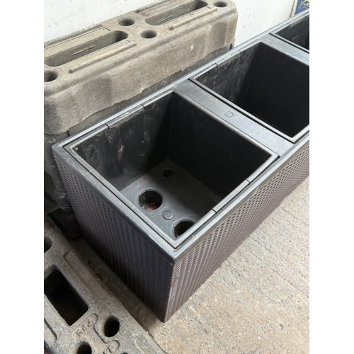 114 - A Lechuza Trio Cottage 40 plastic rattan effect garden planter - approx. 45cm high x 41cm wide x 129... 