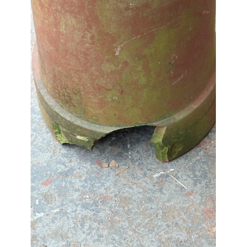 119 - Two terracotta chimney pots - approx. largest 91cm high