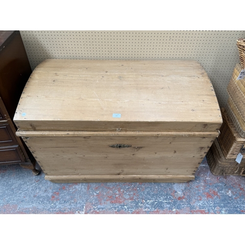 125 - A 19th century pine dome-top blanket box - approx. 66cm high x 98cm wide x 58cm deep