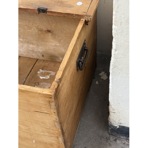 137 - A Victorian pine blanket box - approx. 57cm high x 97cm wide x 52cm deep