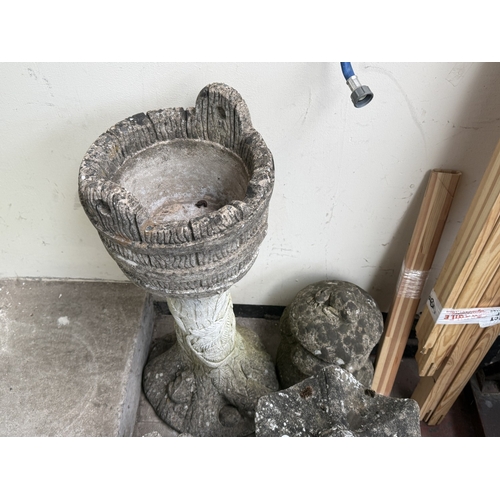 138 - Eight cast stone garden planters and ornaments - largest approx. 80cm high