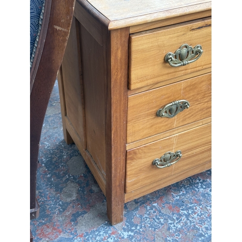 143 - An Edwardian satinwood chest of drawers - approx. 80cm high x 92cm wide x 51cm deep