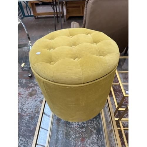 151 - Four pieces of furniture, two gilt metal and glass side tables - approx. 51cm high x 45cm square, on... 