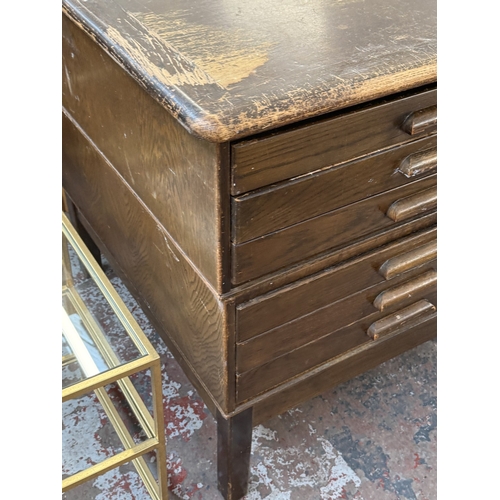 153 - A mid 20th century Abbess H303 oak six-drawer plan chest - approx. 89.5cm high x 151cm wide x 93cm d... 