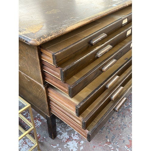 153 - A mid 20th century Abbess H303 oak six-drawer plan chest - approx. 89.5cm high x 151cm wide x 93cm d... 