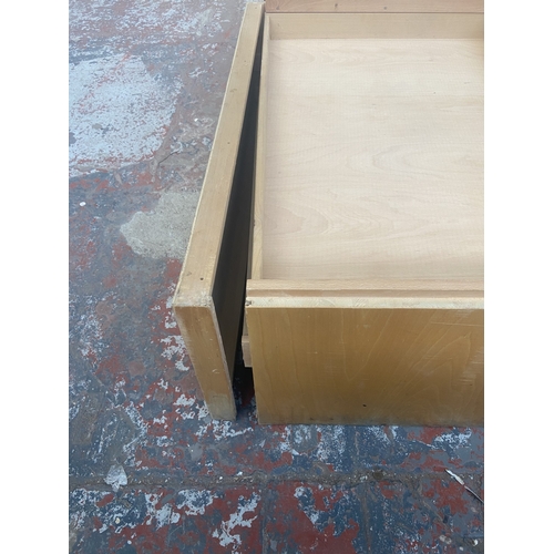 154 - A mid 20th century beech six-drawer plan chest - approx. 84cm high x 122cm wide x 92cm deep