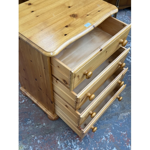 169 - A pine chest of drawers - approx. 75cm high x 61cm wide x 44cm deep
