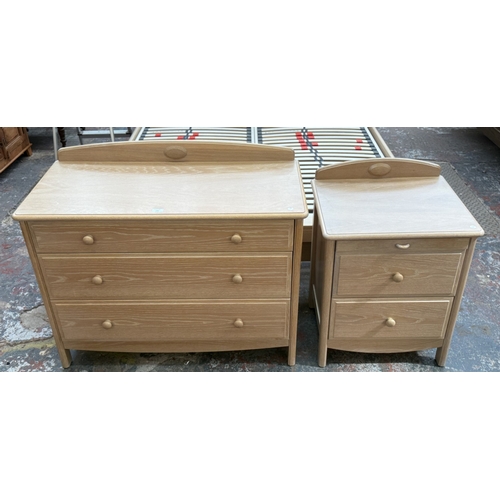 170 - Two pieces of 1990s Stag Summer Oak limed oak furniture, one chest of drawers - approx. 82cm high x ... 