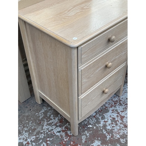 172 - A 1990s Stag Summer Oak limed oak dressing table with mirror and stool - approx. 142cm high x 158cm ... 
