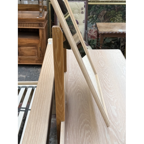 172 - A 1990s Stag Summer Oak limed oak dressing table with mirror and stool - approx. 142cm high x 158cm ... 