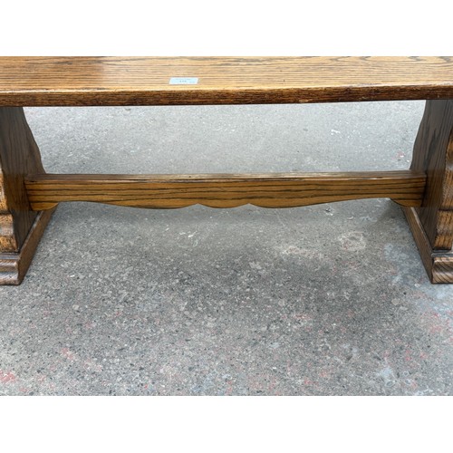 175 - Three oak occasional tables, one 17th century style, one drop-leaf swivel top, and one rectangular -... 