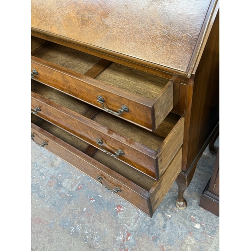 16 - A Georgian style walnut and mahogany bureau on cabriole supports - approx. 101cm high x 77cm wide x ... 
