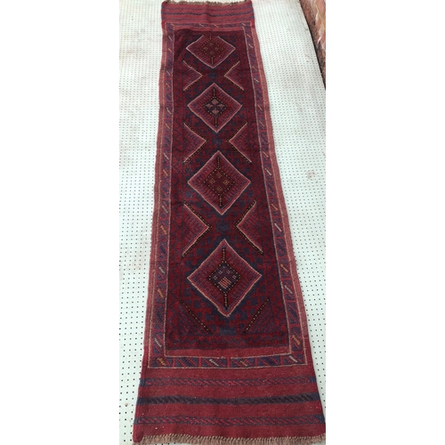 1 - Red & Blue Oriental Patterned Runner 250cm x 59cm