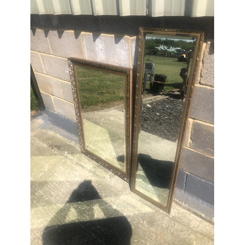 164 - A large square gold gilt framed mirror together with a rectangle gold gilt framed mirror