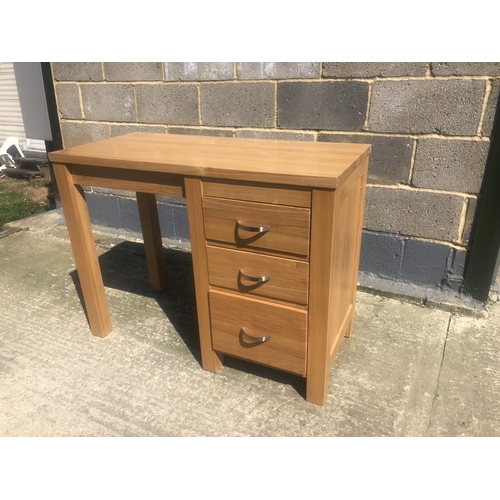 167 - A light oak desk with brushed chrome handles 101cm x 46cm x 78cm