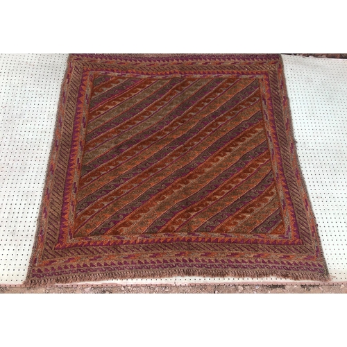 2 - Pink & Brown Square rug with diagonal pattern 114cm x 120cm