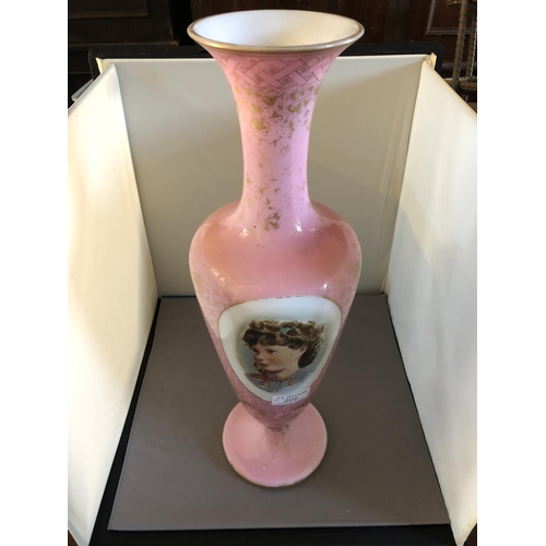 205 - Single Victorian pink glass picture vase