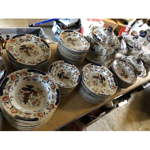 295 - Victorian Ironstone Dinner Service Imari pattern approx 109 pieces, impressed and transfer marked