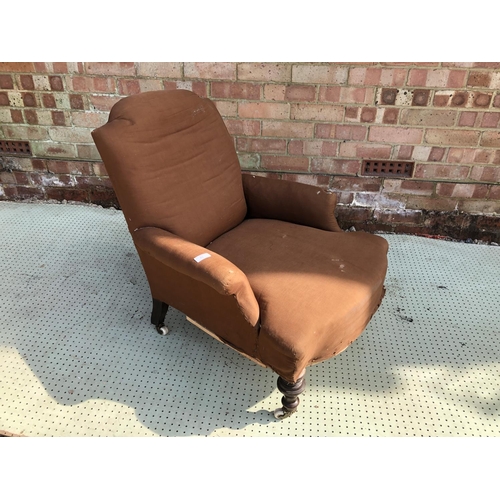 42 - A 19th century brown upholstered bedroom / nursing chair in the style of Howard & Sons