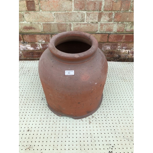 63 - A Terracotta Rhubarb forcing pot 41cm high