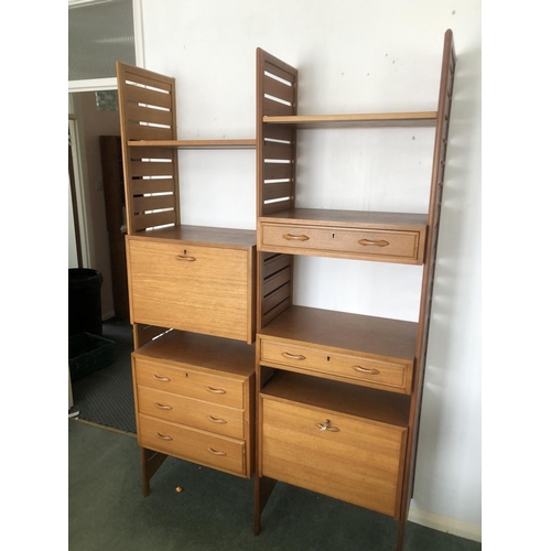 82 - A two bay 'Ladderax' Home office, with bureau, cupboard, drawers and shelves , Manufactured by Stapl... 