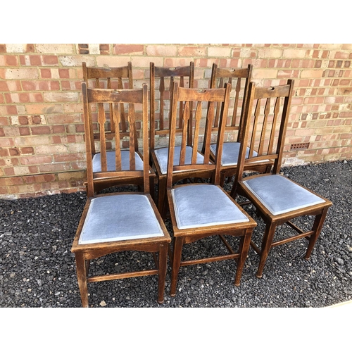 88 - A Set of six arts and crafts dining chairs