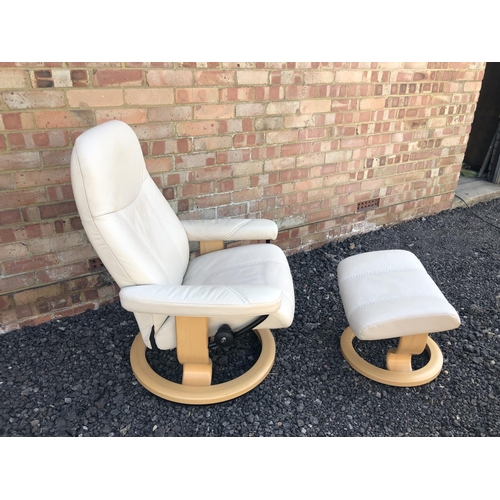 92 - A Cream Leather 'Stressless' Chair by Ekornes