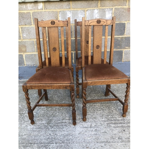 20 - A set of four 1920's Oak dining chairs with barley twist legs