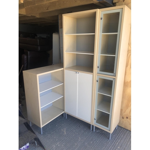 44 - A 3 section modern office corner stoarage unit