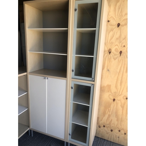 44 - A 3 section modern office corner stoarage unit