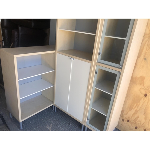 44 - A 3 section modern office corner stoarage unit