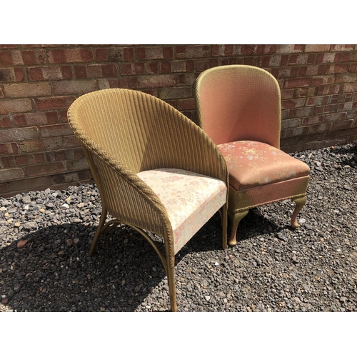 102 - A gold LLoyd loom chair and one other bedroom chair