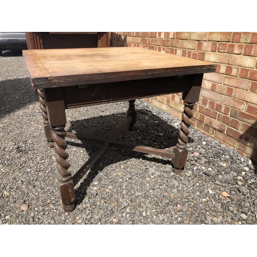 120 - A oak barley Twist drawer leaf table