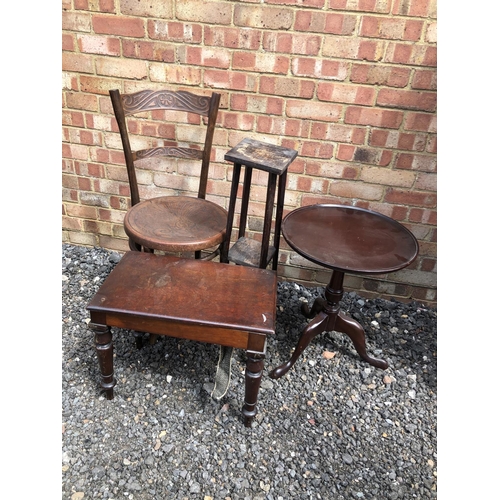 122 - Stool, bentwood chair, occasional table and plant stand