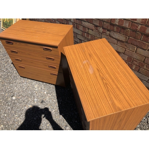 162 - A pair of teak effect chests of four drawers