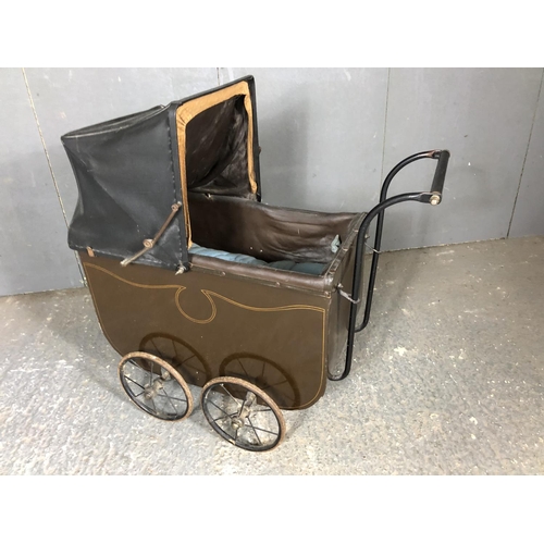 230 - A patent vintage dolls pram 'Stella' the silent Spiral total height 80cm