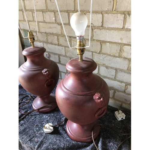 249 - A pair of modern red table lamps