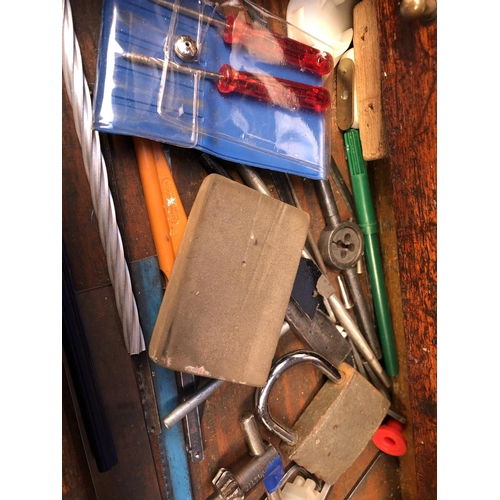 275 - Wooden tool chest, with four fitted drawers and contents