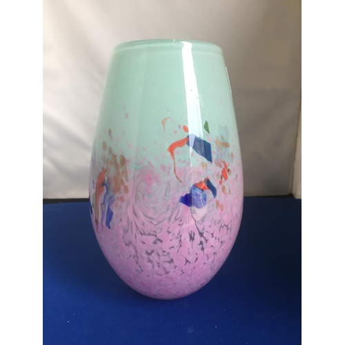 304 - Monart glass Vase mottled decor 20 cms tall